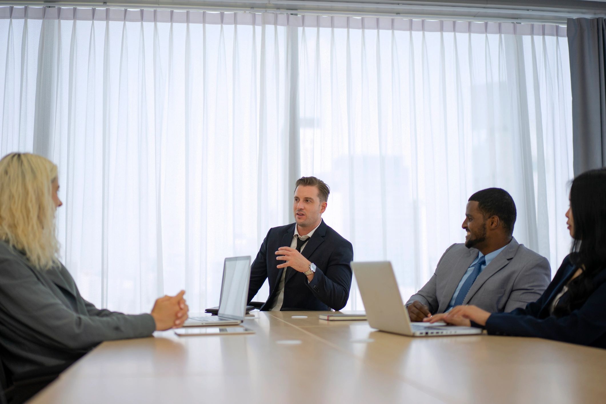 School leadership team meeting in a conference room